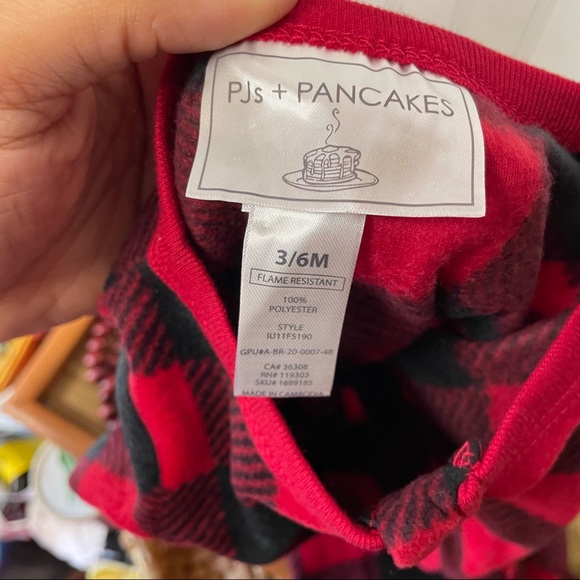 NWT PJ's & Pancakes 3-6M Buffalo Plaid Zip Up Footie Pajamas - Picture 3 of 4